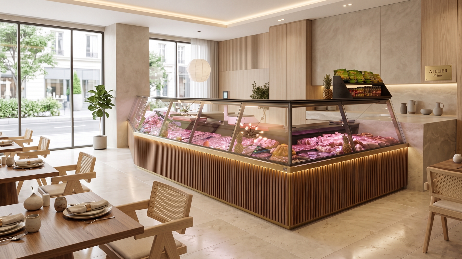 Enfrigo kasap ve şarküteri reyon dolabı, güçlü soğutmalı LED aydınlatmalı teşhir