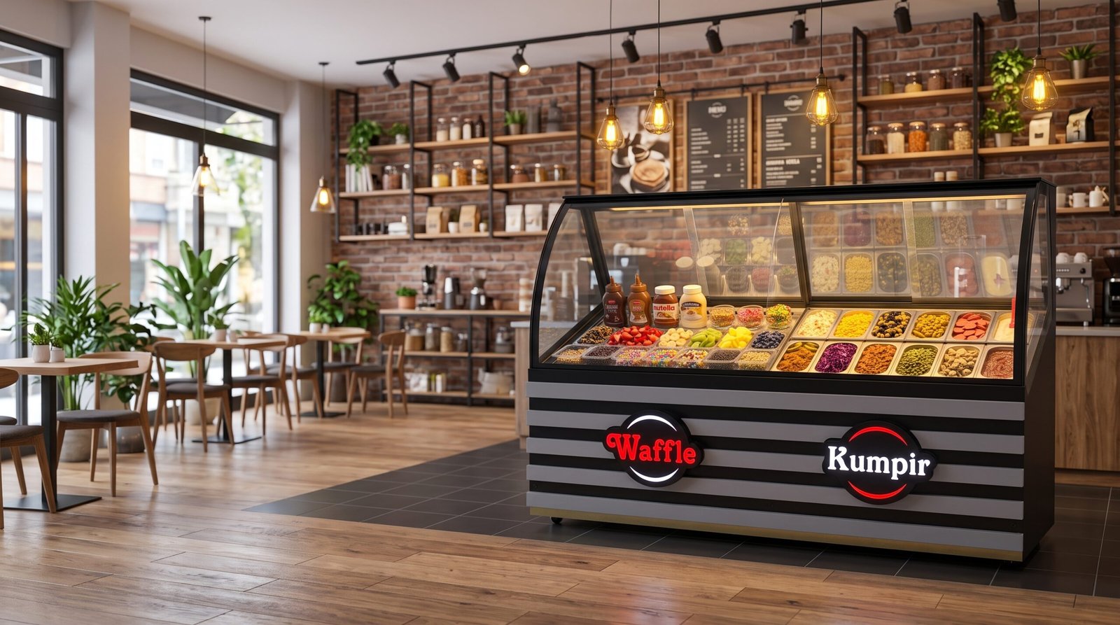 Enfrigo kumpir ve waffle teşhir dolabı, gastronom küvetli soğutmalı reyon